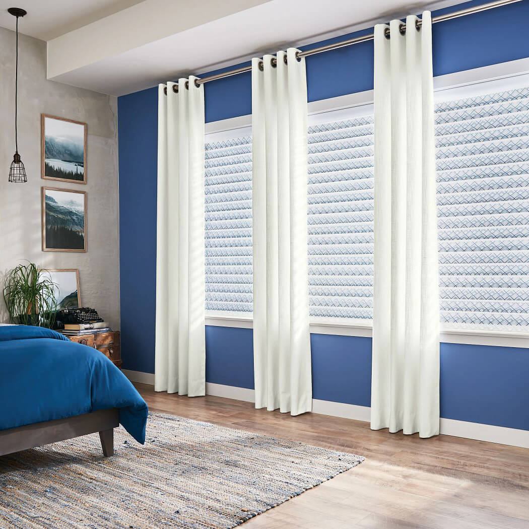 Window treatments layered shades with silk drapery | Floor to Ceiling St Joseph