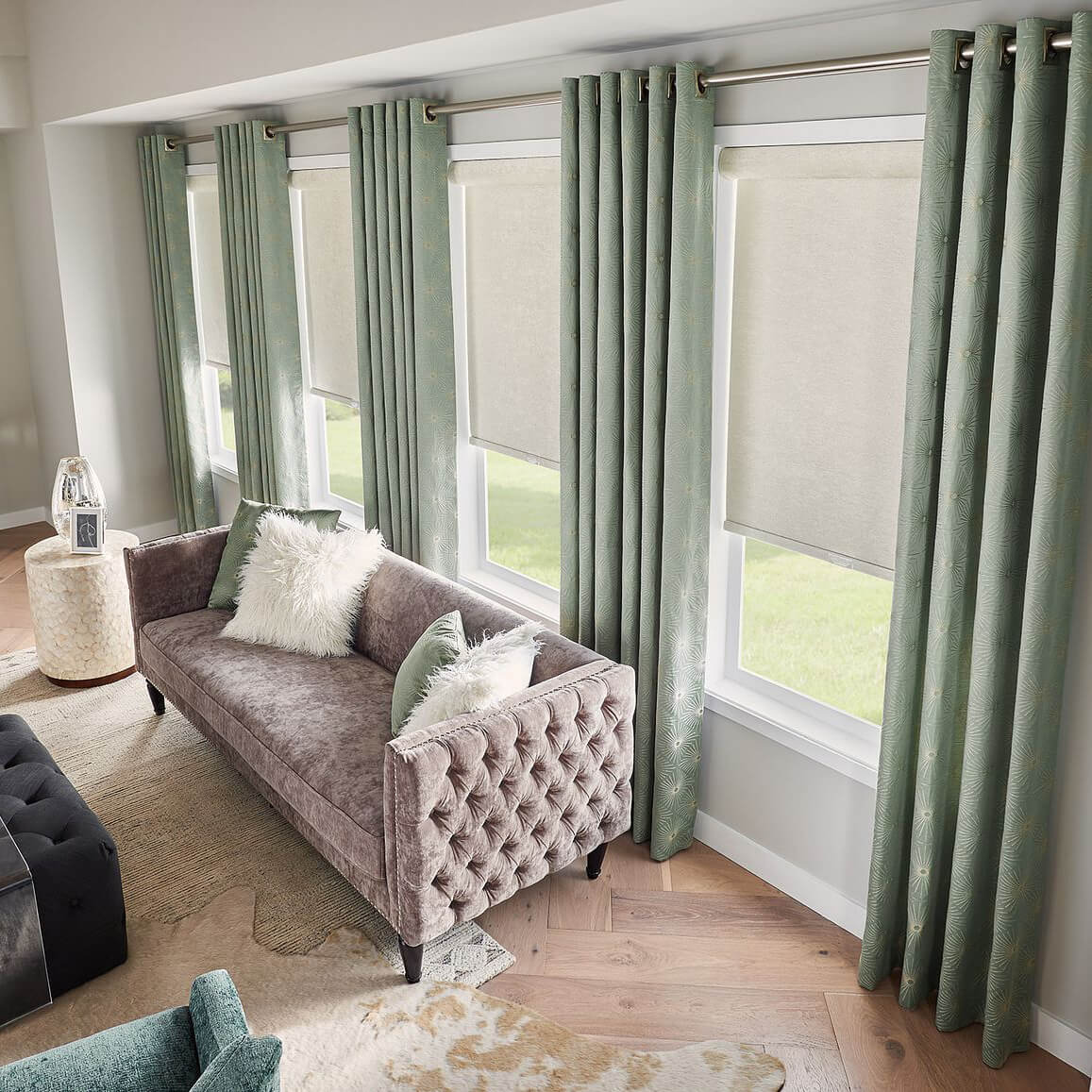 Window soft blinds with silk drapery | Floor to Ceiling St Joseph