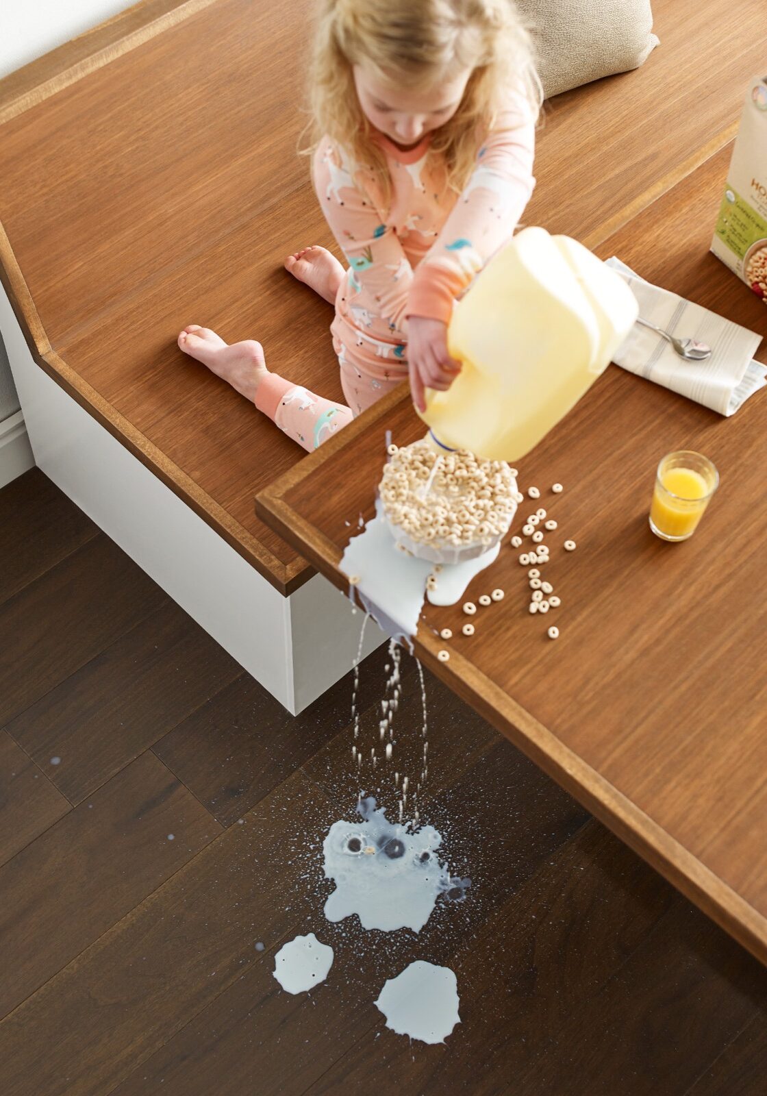 Milk spill cleaning